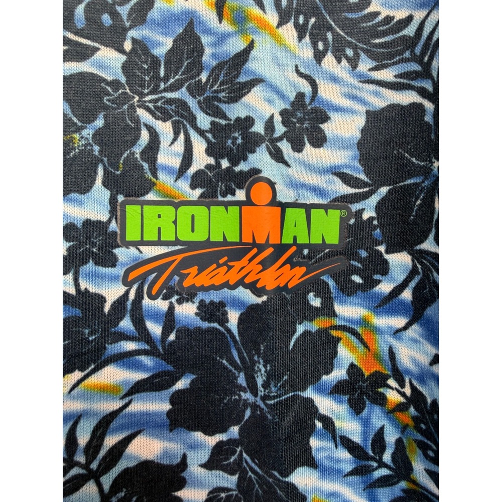 Ironman Triathlon Duofold Sleeveless Shirt XL Blue Tropical Floral CoolMax (J39) - Picture 2 of 6